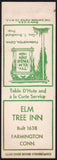 Vintage matchbook cover ELM TREE INN Farmington Connecticut salesman sample