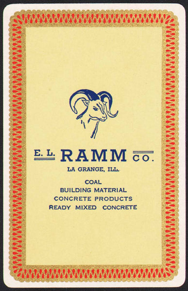 Vintage playing card E L RAMM CO Coal Building Material Concrete La Grange ILL