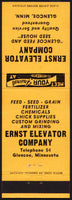 Vintage matchbook cover ERNST ELEVATOR Glencoe Feed and Seed Glencoe Minnesota