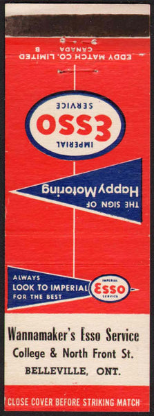 Vintage matchbook cover IMPERIAL ESSO SERVICE Wannamaker Belleville Ontario Canada