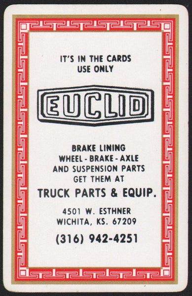 Vintage playing card EUCLID Brake Lining Truck Parts red border Wichita Kansas