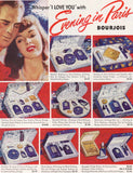 Vintage magazine ad EVENING IN PARIS BOURJOIS 1946 perfume gift sets pictured