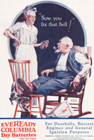 Vintage magazine ad EVEREADY COLUMBIA BATTERIES 1927 old man and woman Sam Brown art