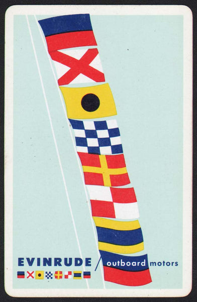 Vintage playing card EVINRUDE OUTBOARD MOTORS blue maritime signal flags