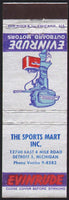 Vintage matchbook cover EVINRUDE OUTBARD MOTORS The Sports Mart Detroit Michigan