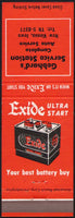 Vintage matchbook cover EXIDE battery pictured Gebhards Station New Vienna Iowa