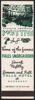 Vintage matchbook cover FALLS HOTEL with waterfall pictured Newberry Michigan