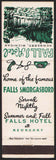 Vintage matchbook cover FALLS HOTEL with waterfall pictured Newberry Michigan