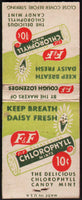 Vintage full matchbook F & F CHLORROPHYLL MINTS 10 cents candy mint roll pictured