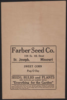 Vintage bag FARBER SEED CO Sweet Corn Peep O Day St Joseph Missouri unused n-mint
