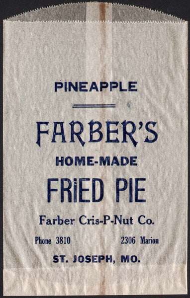 Vintage bag FARBERS FRIED PIE Pineapple St Joseph Missouri new old stock excellent++