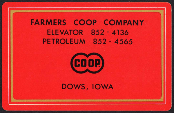 Vintage playing card FARMERS COOP COMPANY Elevator and Petroleum from Dows Iowa