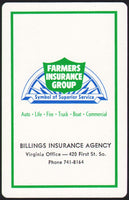 Vintage playing card FARMERS INSURANCE GROUP Billings Insurance Group Virginia