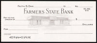 Vintage bank check FARMERS STATE BANK Faith South Dakota bank pictured unused n-mint+