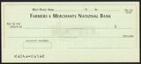 Vintage bank check FARMERS and MERCHANTS NATIONAL BANK West Point Nebraska n-mint+