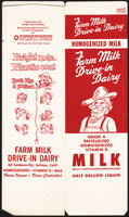 Vintage carton FARM MILK DRIVE-IN DAIRY old farmer pictured Salinas California unused