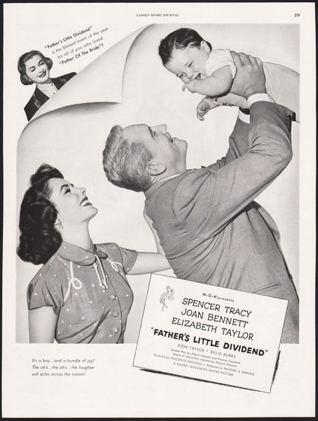 Vintage magazine ad FATHERS LITTLE DIVIDEND 1951 Spender Tracy Elizabeth Taylor