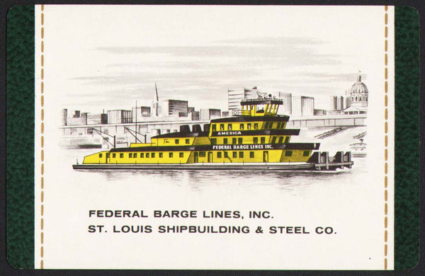 Vintage playing card FEDERAL BARGE LINES ship pictured St Louis Shipbuilding Steel