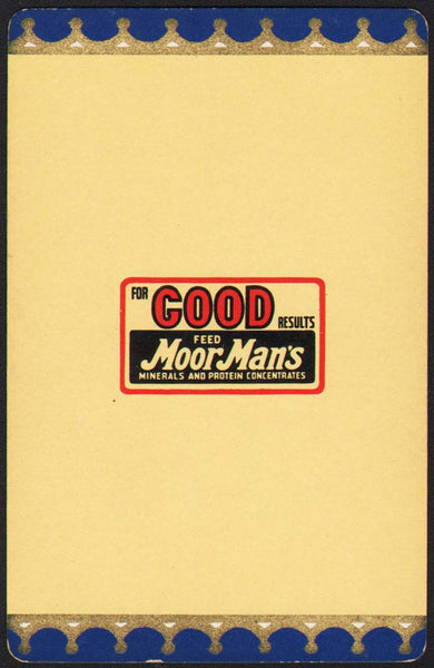 Vintage playing card FEED MOOR MANS Minerals Protein For Good Results slogan