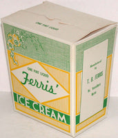 Vintage box FERRIS ICE CREAM North Vassalboro Maine unused new old stock n-mint