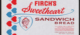 Vintage bread wrapper FIRCHS SWEETHEART with girl Erie PA unused new old stock