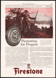 Vintage magazine ad FIRESTONE Balloon tire from 1925 Lewis and Clark pictured