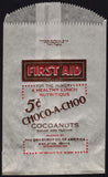 Vintage bag FIRST AID CHOCO A CHOO Cocoanuts Hazleton PA new old stock n-mint