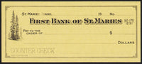 Vintage bank check FIRST BANK OF ST MARIES Idaho trees pictured unused n-mint