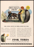 Vintage magazine ad FISK TIRES 1945 Fisk Boy and mother cat with kitten pictured