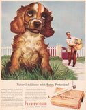 Vintage magazine ad FLEETWOOD CIGARETTES 1943 with Albert Staehle puppy artwork