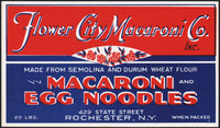 Vintage label FLOWER CITY MACARONI CO Egg Noodles Rochester New York unused n-mint