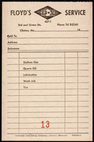 Vintage receipt FLOYDS DX SERVICE Clinton Missouri unused new old stock n-mint