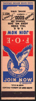 Vintage matchbook cover F O E Tall Corn Aerie Eagles with logo pictured Boone Iowa