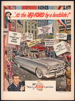 Vintage magazine ad 49 FORD AUTOMOBILE 1948 parade in a city pictured