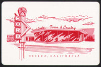 Vintage playing card FORD Town and Country red dealership pictured Reseda California