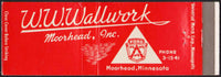 Vintage matchbook cover W W WALLWORK FORD full length from Moorhead Minnesota
