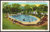 Vintage postcard FOREST PARK SWIMMING POOL Ottawa Kansas linen type unused