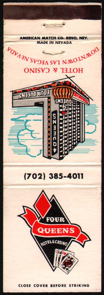 Vintage matchbook cover FOUR QUEENS HOTEL and CASINO Downtown Las Vegas Nevada