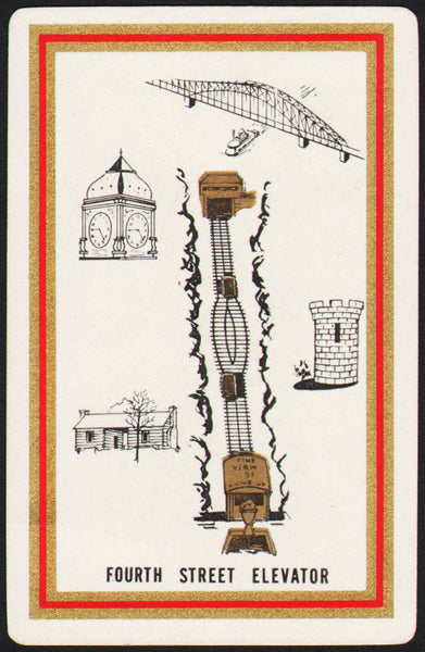 Vintage playing card FOURTH STREET ELEVATOR railway pictured from Dubuque Iowa