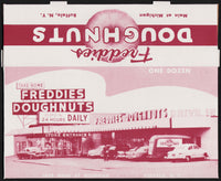 Vintage box FREDDIES DOUGHNUTS drive in pictured Buffalo New York unused n-mint+