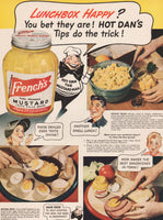 Vintage magazine ad FRENCHS MUSTARD from 1944 picturing Hot Dan the Mustard Man