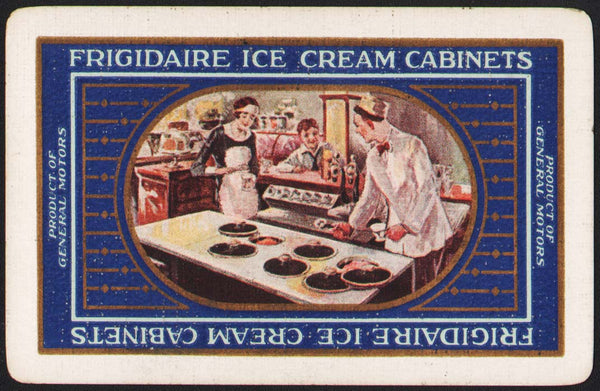 Vintage playing card FRIGIDAIRE ICE CREAM CABINETS blue General Motors product