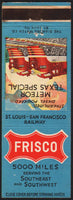 Vintage matchbook cover FRISCO St Louis San Francisco Railway Meteor Texas train