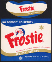 Vintage soda pop bottle label FROSTIE ROOT BEER with neck label unused n-mint+