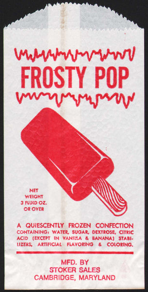 Vintage bag FROSTY POP confection picture Stoker Sales Cambridge Maryland unused