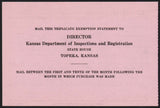 Vintage receipt MOTOR VEHICLE FUEL TAX EXEMPTION STATEMENT 1930s Topeka Kansas