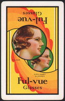 Vintage playing card FUL-VUE GLASSES yellow background woman with glasses pictured