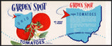 Vintage label GARDEN SPOT TOMATOES Pandora Ohio tomatoes pictured unused n-mint+
