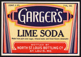 Vintage soda pop bottle label GARGERS LIME SODA St Louis unused new old stock