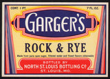 Vintage soda pop bottle label GARGERS ROCK and RYE St Louis unused new old stock